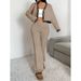 European American Cross-border Autumn Winter Color-blocking V-neck Top Set, Loose, Stylish, Elegant, And_ecoleips.com
