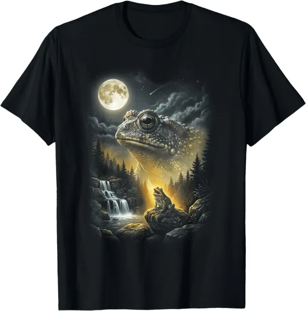 Women's T-Shirts Frog Howling To The Moon Vintage 90s Retro Animal Graphic T-Shirt_ecoleips.com