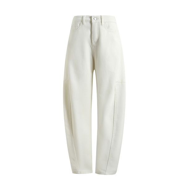 Women's Clothing Fashionable Pioneering Light Deconstruction Split Tangent Loose Curved Cocoon Jeans_ecoleips.com