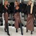 "High-Waisted Faux Leather Wrap Skirt For Women – Sexy Side Slit Pencil Skirt (S-XL, Black/Brown/Red, Vegan Leather, Bodycon Fit)"_ecoleips.com