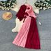 Elegant Sash-Waist Pleated Two-Piece Set – Chic Sleeveless Purple Dress & Skirt Outfit For Fall_ecoleips.com