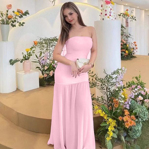 Women's Clothing Summer Women's Sexy Fashion Patchwork Mesh Strapless Slimming Dress For Formal & Casual For Women_ecoleips.com