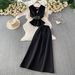 Elegant Sleeveless Vest & Maxi Dress Two-Piece Set, Wrap-Waist Design For Office To Date Night, Chic V-Neck Jumper And Long Skirt Coordinated Outfit_ecoleips.com