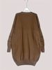 Coffee Brown Deep V Multi Pocket Pit Rib Knit Tunic Sweater, Oversized Loose Lightweight Breathable Soft Skin-touch Long Sleeve Pullover_ecoleips.com