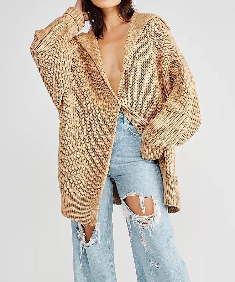 Women's Long Button-Up Cardigan With V-Neck & Pockets - Soft Knit Loose Fit Coat For Fall & Winter - Casual Comfortable Open Front Sweater_ecoleips.com