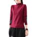 A Loose, Semi-High-Neck, Long-Sleeved T-Shirt With German Velvet Embroidery, Artistic And Versatile Style, For Women's A_ecoleips.com