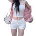 Spice Girl Mid-waist Hip Denim Shorts Summer Solid Color Basic Simple Versatile Comfortable Elastic Hip-wrapped Slim-fit Hot Pants_ecoleips.com