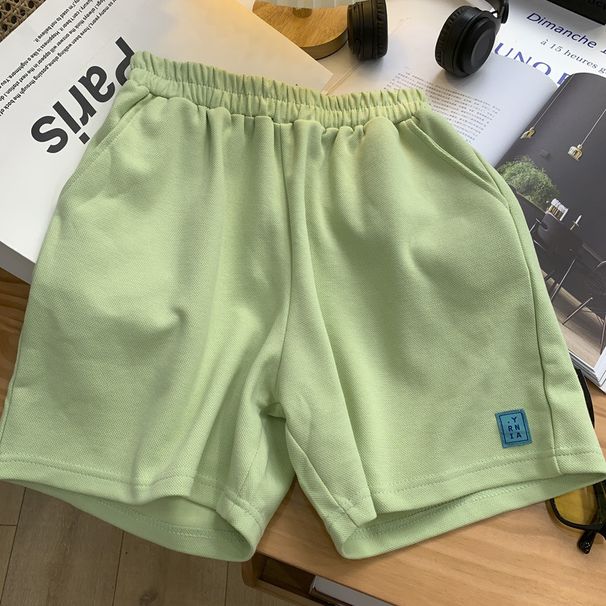 Women's Clothing Cotton Patch A Line High Waist Slim Wide Leg Shorts_ecoleips.com
