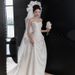 Women's Clothing Light Wedding Dress Bride Simple Satin Tube Top High End Small Trailing Main Yarn Welcoming Out Yarn White Dress_ecoleips.com