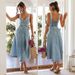 Women’s Clothing Spring And Summer Suspenders Distressed Casual Style Button Denim Long Dress_ecoleips.com