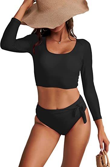 Aria Basics Cross-border Exclusive Supply Of European And American Women's Swimwear, Crop Top High-waisted Bikini Set, Sun_ecoleips.com