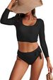 Aria Basics Cross-border Exclusive Supply Of European And American Women's Swimwear, Crop Top High-waisted Bikini Set, Sun_ecoleips.com