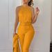 Women's Clothing Women's Casual Fashion Slim Top Solid Color Pants With Belt Suit For Women_ecoleips.com