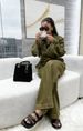 Women's Denim Two-Piece Suit - Long Sleeve Jacket With Collar & Pockets + Belted Straight-Leg Pants (Casual Chic, Office Wear, Stretch Comfort Fit)_ecoleips.com