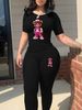 Women's Fashion Tight-Fitting T-Shirt And Pants Set Short-Sleeved Clothing Outfit For Women_ecoleips.com