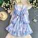 Early Summer Niche Ethereal Chiffon Print Dress For Women, Single Breasted, Slimming Waist, Sweet Ruffle Skirt_ecoleips.com