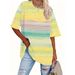 New European And American Cross-Border Round Neck Short Sleeve Gradient Color 3D Digital Print Loose Plus Size_ecoleips.com