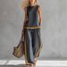 Women's Summer Casual Fashion Color Block Wide Leg Pants Set Sleeveless Two Piece Set European And American Style Trendy Cross Border_ecoleips.com