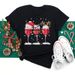 Merry Christmas Tree Santa Claus Cartoon Plus Size Women's Fashion Short Sleeve T-Shirt_ecoleips.com