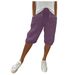 2025s Solid Color Cotton Linen Pocket Elastic Waist Five-Point Women's Casual Summer Shorts_ecoleips.com