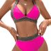 2026 European And American Swimwear Cross-border Women's Two-piece Tight-fitting Solid Color Sexy Bikini_ecoleips.com