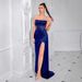 Women's Clothing Dress Women's Summer High End Long Skirt Velvet Tube Top Sexy Party Evening Dress_ecoleips.com