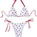 Strawberry Print Bikini Set for Women Adjustable Triangle Top And Tied Bottoms Cute Swimwear for Beach Pool Party Summer Vacation_ecoleips.com