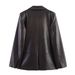 Women's Faux Leather Blazer Jacket - Straight Fit Office & Casual Wear For Fall & Winter_ecoleips.com