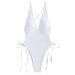 Women's Clothing Solid Color Lace V Neck Bikini New High Waist Triangle Beach Hot Spring One Piece Swimsuit_ecoleips.com