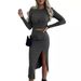 Women's Clothing Autumn And Winter New Knitted Slit Long Sleeved Hip Skirt Suit For Women Two Piece Set_ecoleips.com