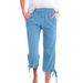 Women's Clothing Solid Color Cotton And Linen Loose Drawstring Seven Point Wide Leg Casual Trousers_ecoleips.com