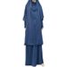 Dubai Trendy Style Nida Two-Piece Set Solid Color Hooded Cuffed Robe Dress_ecoleips.com
