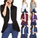 Women's Solid Color Knit Cardigan Slim Fit Open Front Cover-Up White Wine Red Navy Lightweight Polyester Blend for Spring And Fall_ecoleips.com