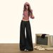 New Autumn And Winter Red Buttonhole Low-waist Loose A-line Washed Original Color Trendy Women's Denim Wide-leg Pants_ecoleips.com