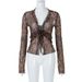 Aria Basics Aria Basics European And American Style Hot Girl Leopard Print Top 2025 Summer Women's New Fashion Sexy Mesh See-through Tie T-shirt_ecoleips.com