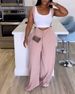 Women's Clothing Holiday Leisure Coffee Color Casual Drawstring Wide Leg Overalls_ecoleips.com