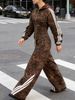 Women's Clothing New Fashion Loose Letter Hooded Knitted Jacket Jeans Two Piece Suit_ecoleips.com