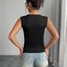 Women's Sleeveless Split Hem Blouse – Breathable Polyester Blend, Office-To-Cocktail Versatile Top With Bow Detail (Black/Nude)_ecoleips.com