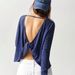 Voya Women's Street Sexy T-shirt Spring/Summer Wide Truffle Back Short Style Solid Color Long Sleeve Top_ecoleips.com