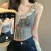 10103 # Spring/Summer New Country Style European And American Women's Plaid Lace Trim Bow Sweet Camisole Top_ecoleips.com