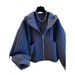 2027 Spring Autumn Fashion European-USA Style Outerwear Women Pressing Grid Long Sleeve Casual Loose Zipper Hooded Jacket_ecoleips.com