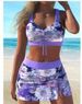 Women's Clothing Printed Suspenders Fashion Beach Large Size Swimsuit Three Piece Suit Women Conservative Shorts Hot Spring Swimsuit_ecoleips.com