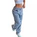 European and American foreign trade cross border supply casual retro loose denim trousers for women_ecoleips.com