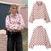 Women's Clothing Pink Polka Dot Stand Collar Jacket Loose Casual Long Sleeve Polyester Leather Elegant Fashion Daily Wear Spring Outerwear_ecoleips.com