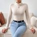 Voya Women's Autumn And Winter New High Neck Long Sleeved Jumpsuit Slim Fit And Elegant Base Top_ecoleips.com