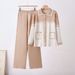 Women's Loose Knitted Cardigan And Pants Set Color Block Lapel Fashion Casual Two Piece Outfit European American Style Autumn Winter New Arrival_ecoleips.com