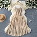 Women's Clothing Gentle Style Suspender Dress For Women Heavy Sequin Embroidery Waist Slimming Temperament Super Fairy Ruffled Long Skirt_ecoleips.com