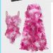 Fashionable One Piece Swimsuit Set For Women Sexy Slim Fit Polyester Printed Chiffon_ecoleips.com