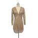Women's Clothing Long Sleeved Bodycon Dress Sexy Deep V See Through Gold Flecked Evening Gown For Spring New Style Fashion_ecoleips.com