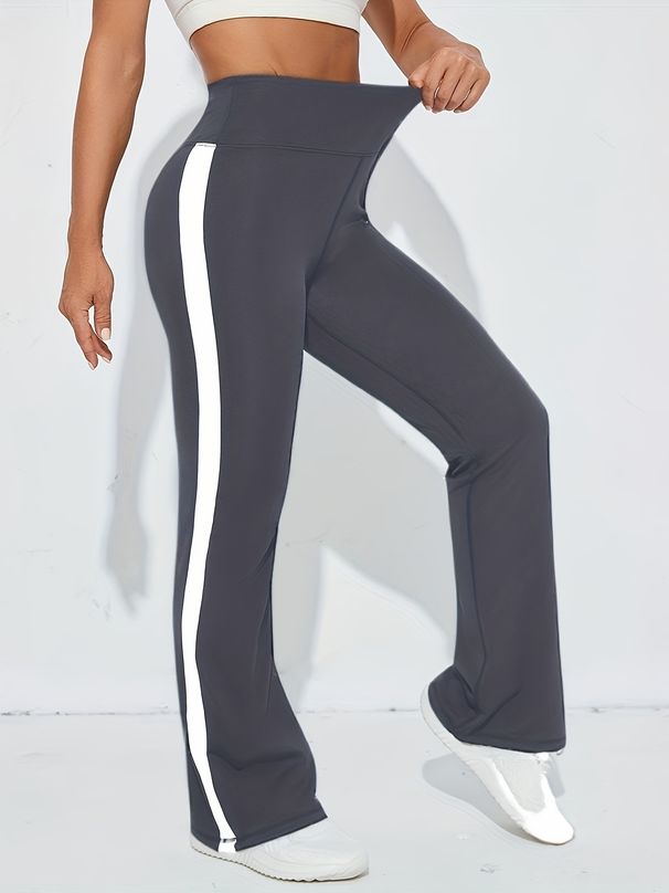 Women's Clothing High-Waisted Color-Block Yoga Flared Pants European And American Style Hip Lifting Sports Dance Fitness Women's Indoor Wear_ecoleips.com